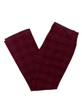 Express Columnist Burgundy/Black/Green Plaid Pants